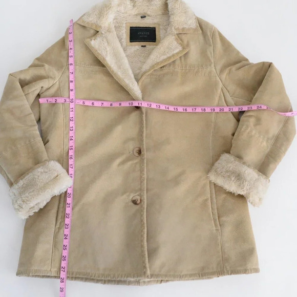 Vintage Avanti  100% Leather Shearling Beige Jacket Size 8 - Picture 4 of 16